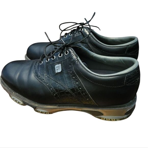 Footjoy Dryjoys Tour Saddle Spiked Mens Golf Shoes, Size 8W - Picture 1 of 13